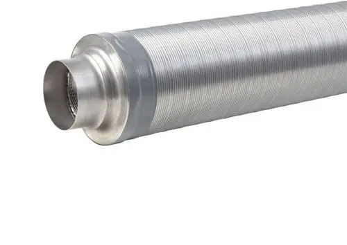 Flexibler Telefonieschalldämpfer LWF SF 100 von Stiebel Eltron, 1 m lang, silberfarben